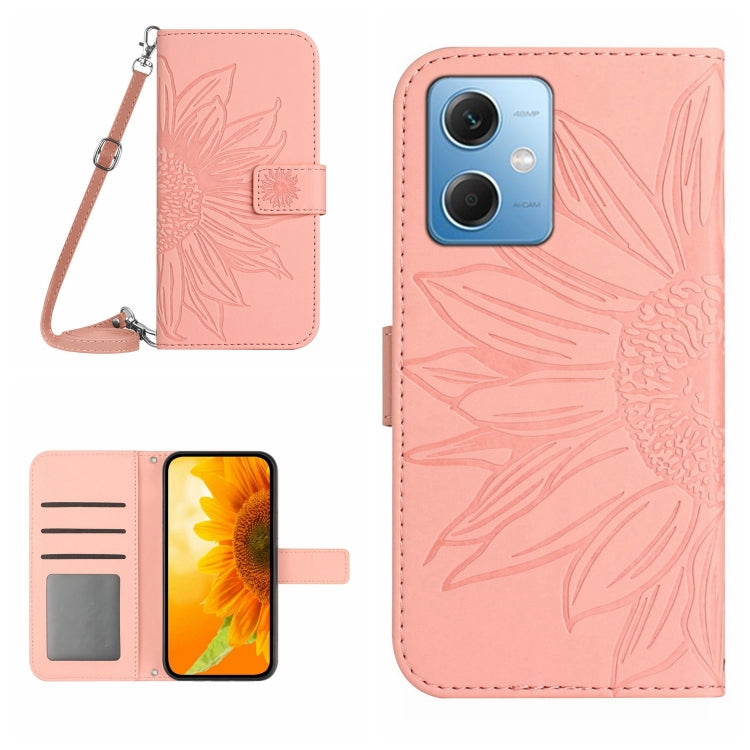 Skin Feel Sun Flower Pattern Flip Leather Phone Case with Lanyard, For Xiaomi Redmi 11 Prime 4G, For Xiaomi Redmi 11 Prime 5G, For Xiaomi Redmi Note 12 China, For Xiaomi Redmi Note 12 Pro 5G China