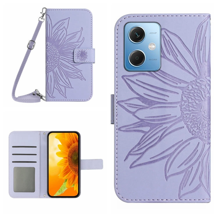 Skin Feel Sun Flower Pattern Flip Leather Phone Case with Lanyard, For Xiaomi Redmi 11 Prime 4G, For Xiaomi Redmi 11 Prime 5G, For Xiaomi Redmi Note 12 China, For Xiaomi Redmi Note 12 Pro 5G China