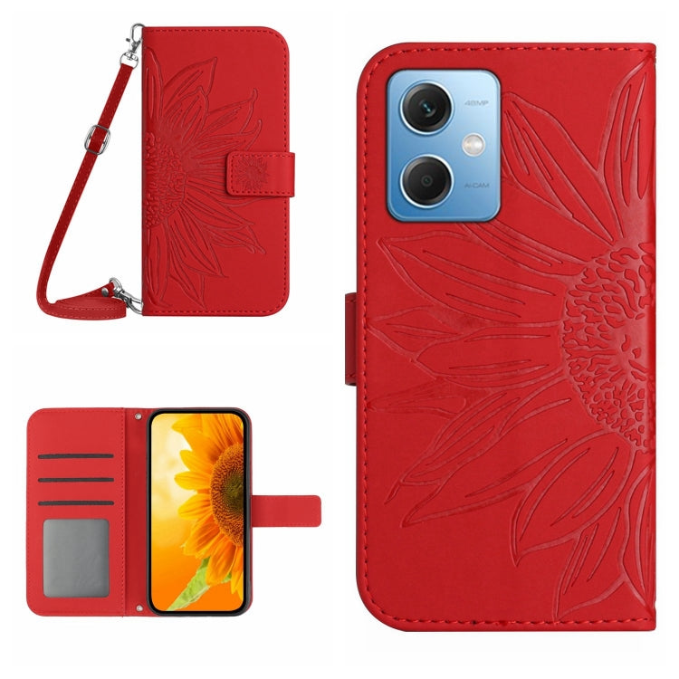 Skin Feel Sun Flower Pattern Flip Leather Phone Case with Lanyard, For Xiaomi Redmi 11 Prime 4G, For Xiaomi Redmi 11 Prime 5G, For Xiaomi Redmi Note 12 China, For Xiaomi Redmi Note 12 Pro 5G China