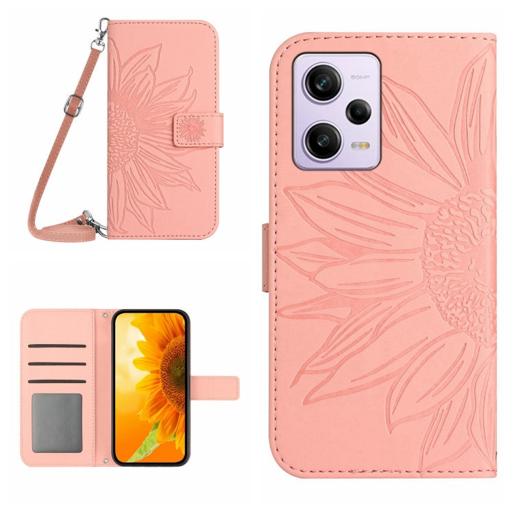 Skin Feel Sun Flower Pattern Flip Leather Phone Case with Lanyard, For Xiaomi Redmi 11 Prime 4G, For Xiaomi Redmi 11 Prime 5G, For Xiaomi Redmi Note 12 China, For Xiaomi Redmi Note 12 Pro 5G China