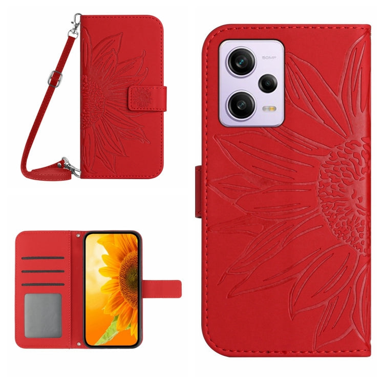 Skin Feel Sun Flower Pattern Flip Leather Phone Case with Lanyard, For Xiaomi Redmi 11 Prime 4G, For Xiaomi Redmi 11 Prime 5G, For Xiaomi Redmi Note 12 China, For Xiaomi Redmi Note 12 Pro 5G China