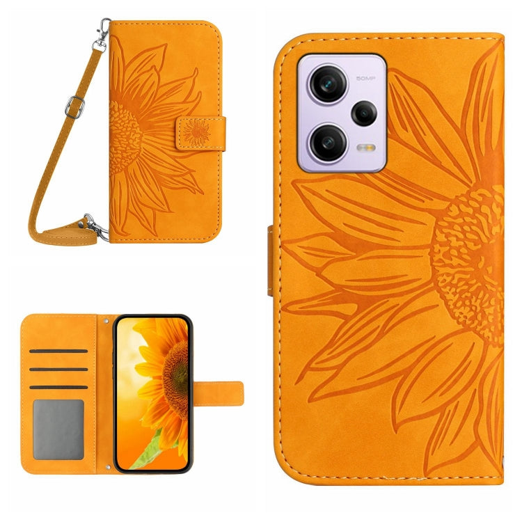 Skin Feel Sun Flower Pattern Flip Leather Phone Case with Lanyard, For Xiaomi Redmi Note 12 Pro+ China / Global / Note 12 Explorer, For Samsung Galaxy A54 5G
