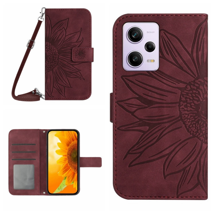 Skin Feel Sun Flower Pattern Flip Leather Phone Case with Lanyard, For Xiaomi Redmi Note 12 Pro+ China / Global / Note 12 Explorer, For Samsung Galaxy A54 5G