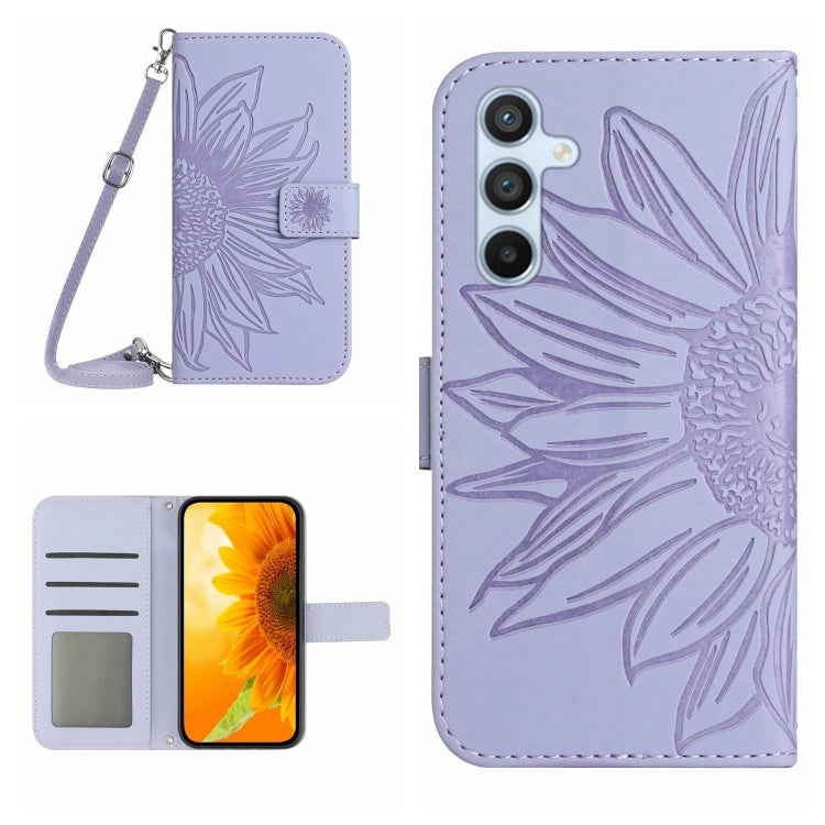 Skin Feel Sun Flower Pattern Flip Leather Phone Case with Lanyard, For Xiaomi Redmi Note 12 Pro+ China / Global / Note 12 Explorer, For Samsung Galaxy A54 5G