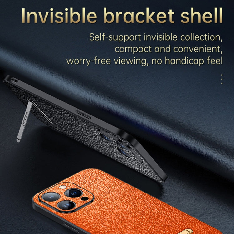 SULADA Invisible Bracket Leather Back Cover Phone Case, For iPhone 14, For iPhone 14 Plus, For iPhone 14 Pro, For iPhone 14 Pro Max, For iPhone 13, For iPhone 13 Pro, For iPhone 13 Pro Max