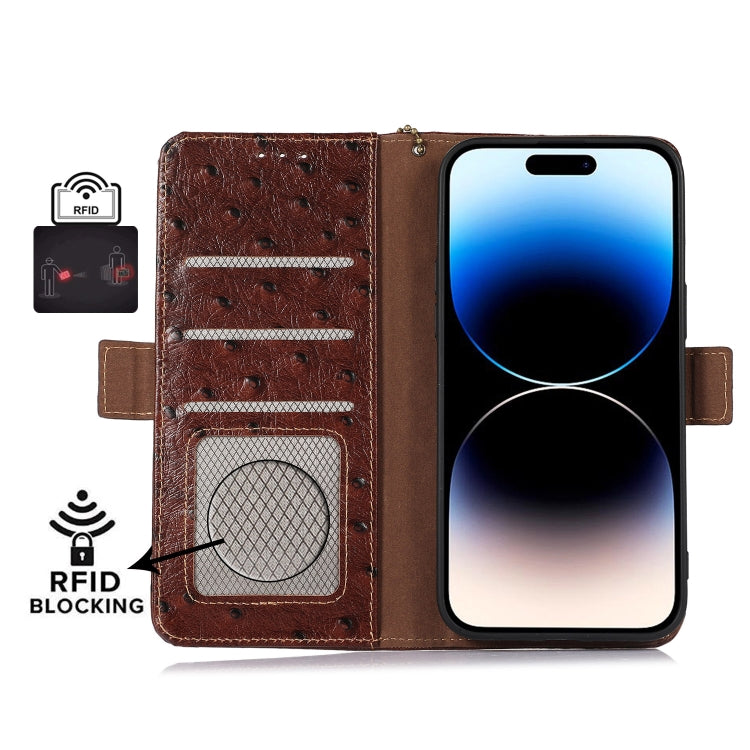 Ostrich Pattern Genuine Leather RFID Phone Case, For Motorola Moto G72 4G, For Samsung Galaxy A04e, For Samsung Galaxy A54 5G, For Xiaomi 13