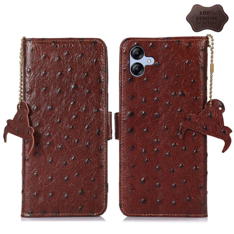 Ostrich Pattern Genuine Leather RFID Phone Case, For Motorola Moto G72 4G, For Samsung Galaxy A04e, For Samsung Galaxy A54 5G, For Xiaomi 13