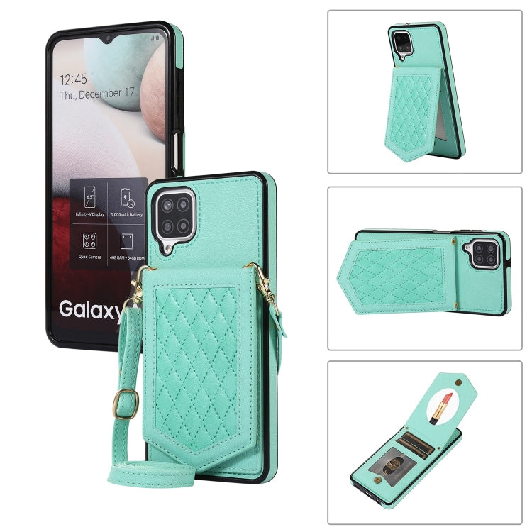 Rhombic Texture RFID Phone Case with Lanyard & Mirror, For Samsung Galaxy A12 5G, For Samsung Galaxy A13 5G / 4G, For Samsung Galaxy A51 4G, For Samsung Galaxy A52 5G / 4G / A52s, For Samsung Galaxy A53 5G, For Samsung Galaxy Z Flip4 5G                ...