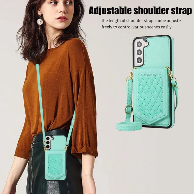 Rhombic Texture RFID Phone Case with Lanyard & Mirror, For Samsung Galaxy A12 5G, For Samsung Galaxy A13 5G / 4G, For Samsung Galaxy A51 4G, For Samsung Galaxy A52 5G / 4G / A52s, For Samsung Galaxy A53 5G, For Samsung Galaxy Z Flip4 5G                ...