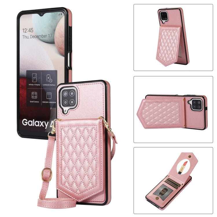 Rhombic Texture RFID Phone Case with Lanyard & Mirror, For Samsung Galaxy A12 5G, For Samsung Galaxy A13 5G / 4G, For Samsung Galaxy A51 4G, For Samsung Galaxy A52 5G / 4G / A52s, For Samsung Galaxy A53 5G, For Samsung Galaxy Z Flip4 5G                ...