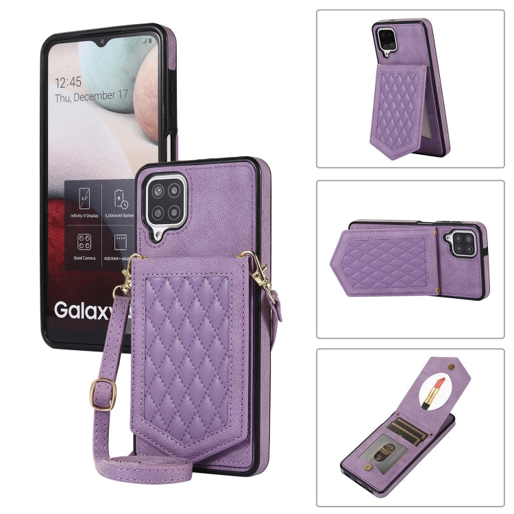 Rhombic Texture RFID Phone Case with Lanyard & Mirror, For Samsung Galaxy A12 5G, For Samsung Galaxy A13 5G / 4G, For Samsung Galaxy A51 4G, For Samsung Galaxy A52 5G / 4G / A52s, For Samsung Galaxy A53 5G, For Samsung Galaxy Z Flip4 5G                ...