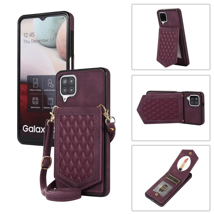 Rhombic Texture RFID Phone Case with Lanyard & Mirror, For Samsung Galaxy A12 5G, For Samsung Galaxy A13 5G / 4G, For Samsung Galaxy A51 4G, For Samsung Galaxy A52 5G / 4G / A52s, For Samsung Galaxy A53 5G, For Samsung Galaxy Z Flip4 5G                ...