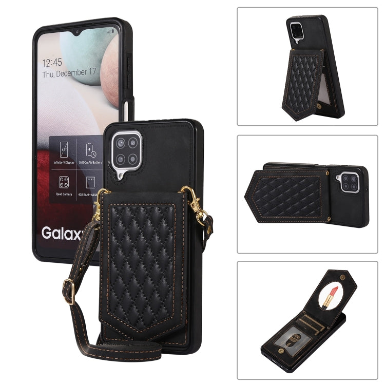 Rhombic Texture RFID Phone Case with Lanyard & Mirror, For Samsung Galaxy A12 5G, For Samsung Galaxy A13 5G / 4G, For Samsung Galaxy A51 4G, For Samsung Galaxy A52 5G / 4G / A52s, For Samsung Galaxy A53 5G, For Samsung Galaxy Z Flip4 5G                ...