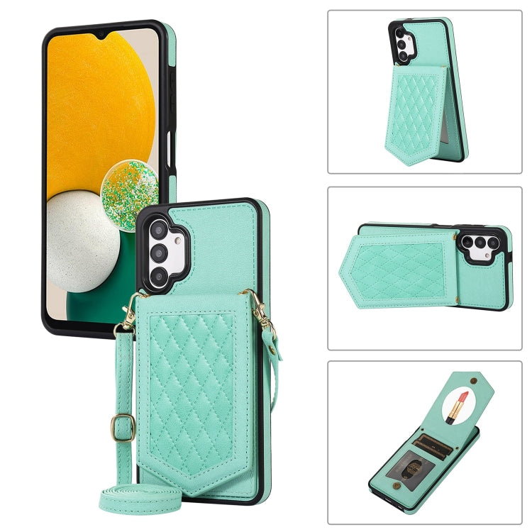 Rhombic Texture RFID Phone Case with Lanyard & Mirror, For Samsung Galaxy A12 5G, For Samsung Galaxy A13 5G / 4G, For Samsung Galaxy A51 4G, For Samsung Galaxy A52 5G / 4G / A52s, For Samsung Galaxy A53 5G, For Samsung Galaxy Z Flip4 5G                ...