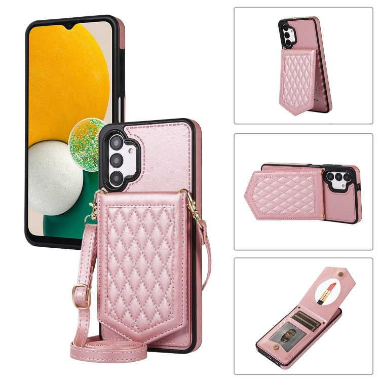 Rhombic Texture RFID Phone Case with Lanyard & Mirror, For Samsung Galaxy A12 5G, For Samsung Galaxy A13 5G / 4G, For Samsung Galaxy A51 4G, For Samsung Galaxy A52 5G / 4G / A52s, For Samsung Galaxy A53 5G, For Samsung Galaxy Z Flip4 5G                ...