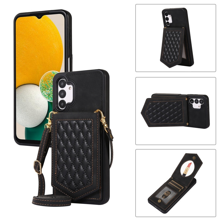 Rhombic Texture RFID Phone Case with Lanyard & Mirror, For Samsung Galaxy A12 5G, For Samsung Galaxy A13 5G / 4G, For Samsung Galaxy A51 4G, For Samsung Galaxy A52 5G / 4G / A52s, For Samsung Galaxy A53 5G, For Samsung Galaxy Z Flip4 5G                ...