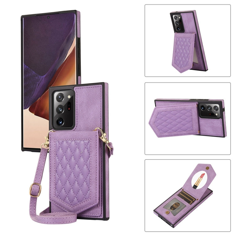 Rhombic Texture RFID Phone Case with Lanyard & Mirror, For Samsung Galaxy A12 5G, For Samsung Galaxy A13 5G / 4G, For Samsung Galaxy A51 4G, For Samsung Galaxy A52 5G / 4G / A52s, For Samsung Galaxy A53 5G, For Samsung Galaxy Z Flip4 5G                ...