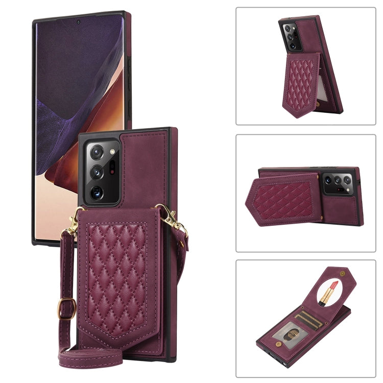 Rhombic Texture RFID Phone Case with Lanyard & Mirror, For Samsung Galaxy A12 5G, For Samsung Galaxy A13 5G / 4G, For Samsung Galaxy A51 4G, For Samsung Galaxy A52 5G / 4G / A52s, For Samsung Galaxy A53 5G, For Samsung Galaxy Z Flip4 5G                ...