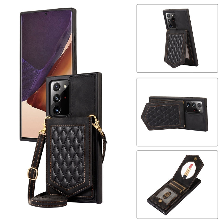 Rhombic Texture RFID Phone Case with Lanyard & Mirror, For Samsung Galaxy A12 5G, For Samsung Galaxy A13 5G / 4G, For Samsung Galaxy A51 4G, For Samsung Galaxy A52 5G / 4G / A52s, For Samsung Galaxy A53 5G, For Samsung Galaxy Z Flip4 5G                ...