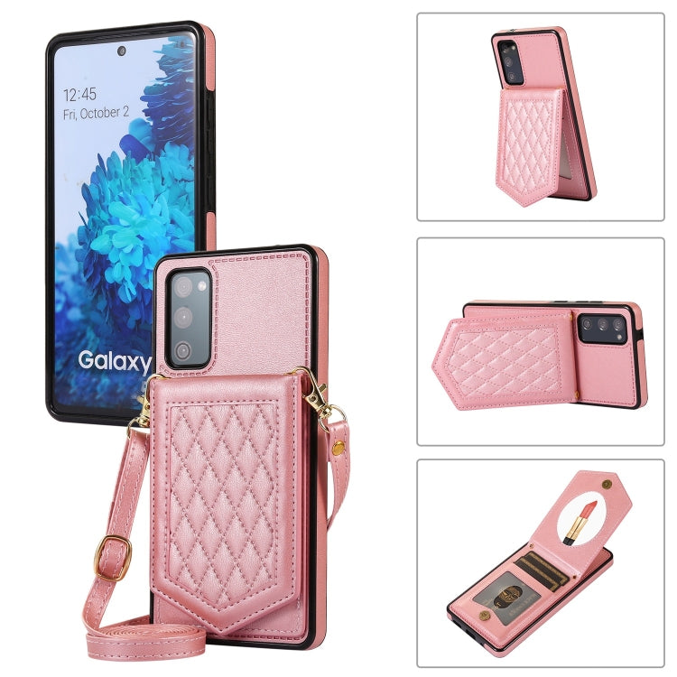 Rhombic Texture RFID Phone Case with Lanyard & Mirror, For Samsung Galaxy A12 5G, For Samsung Galaxy A13 5G / 4G, For Samsung Galaxy A51 4G, For Samsung Galaxy A52 5G / 4G / A52s, For Samsung Galaxy A53 5G, For Samsung Galaxy Z Flip4 5G                ...
