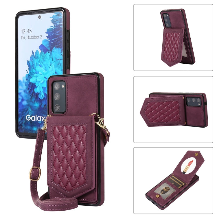 Rhombic Texture RFID Phone Case with Lanyard & Mirror, For Samsung Galaxy A12 5G, For Samsung Galaxy A13 5G / 4G, For Samsung Galaxy A51 4G, For Samsung Galaxy A52 5G / 4G / A52s, For Samsung Galaxy A53 5G, For Samsung Galaxy Z Flip4 5G                ...