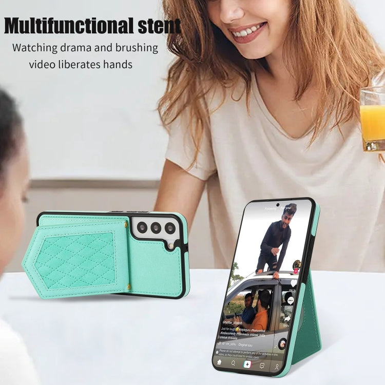 Rhombic Texture RFID Phone Case with Lanyard & Mirror, For Samsung Galaxy S20+, For Samsung Galaxy S20 FE, For Samsung Galaxy S21 Ultra 5G, For Samsung Galaxy S22+ 5G, For Samsung Galaxy S22 5G, For Samsung Galaxy S21 5G, For Samsung Galaxy S21+ 5G    ...