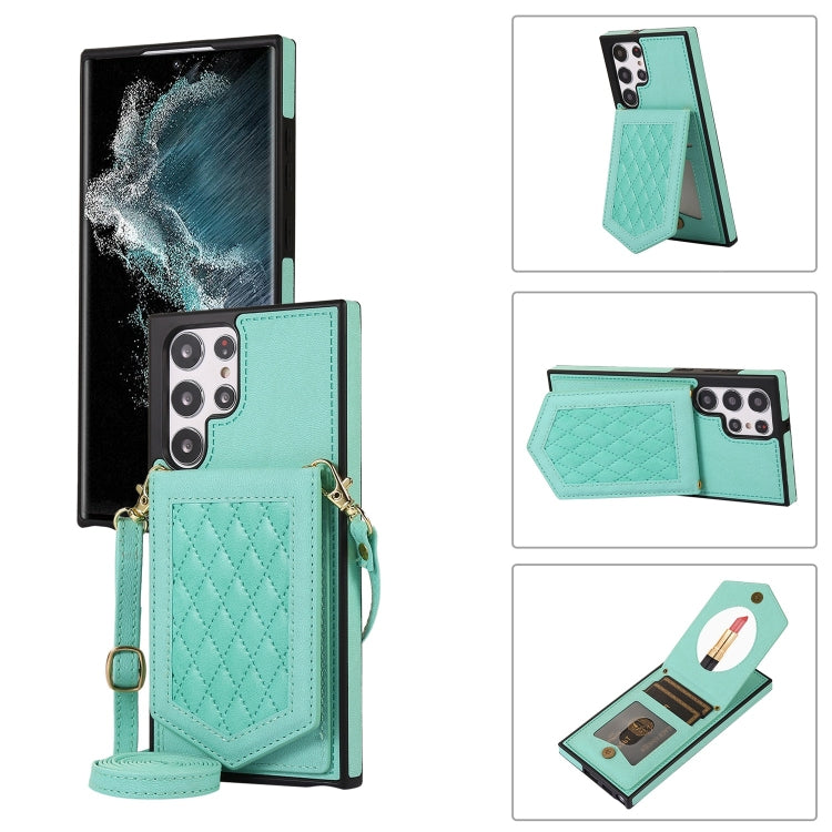 Rhombic Texture RFID Phone Case with Lanyard & Mirror, For Samsung Galaxy S20+, For Samsung Galaxy S20 FE, For Samsung Galaxy S21 Ultra 5G, For Samsung Galaxy S22+ 5G, For Samsung Galaxy S22 5G, For Samsung Galaxy S21 5G, For Samsung Galaxy S21+ 5G    ...