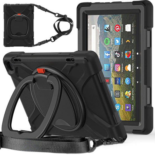 Silicone + PC Protective Tablet Case with Holder & Shoulder Strap, For Amazon Fire HD 8 2022