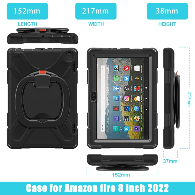 Silicone + PC Protective Tablet Case with Holder & Shoulder Strap, For Amazon Fire HD 8 2022