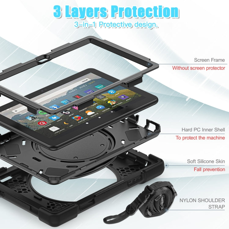 Silicone + PC Protective Tablet Case with Holder & Shoulder Strap, For Amazon Fire HD 8 2022