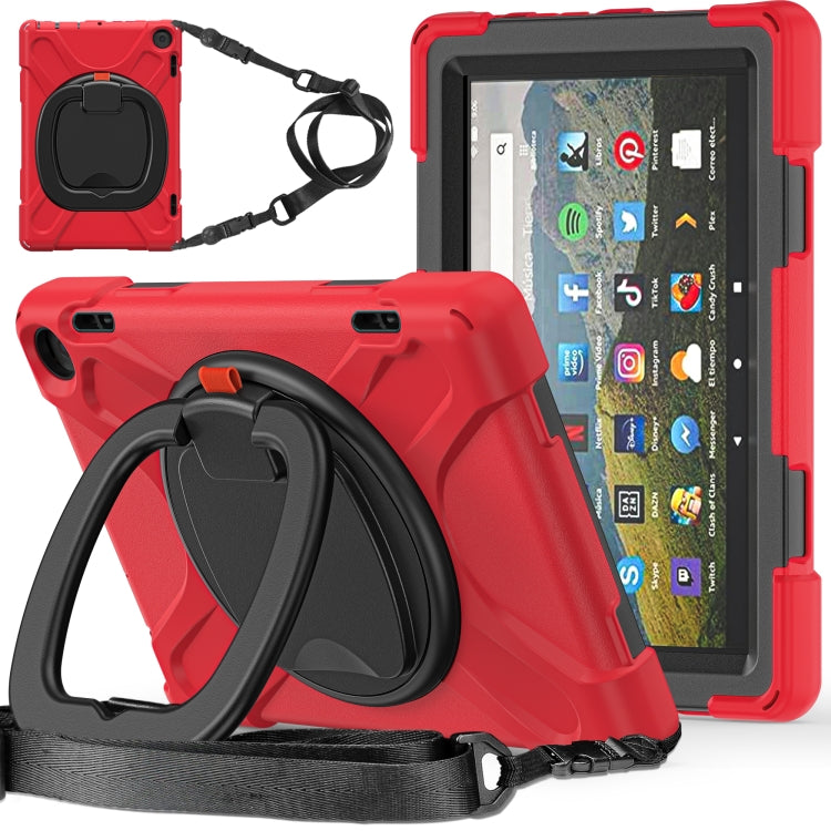 Silicone + PC Protective Tablet Case with Holder & Shoulder Strap, For Amazon Fire HD 8 2022
