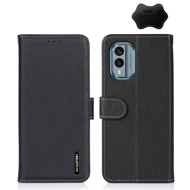KHAZNEH Litchi Genuine Leather Phone Case, For Nokia X30 5G