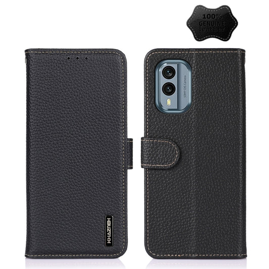 KHAZNEH Litchi Genuine Leather Phone Case, For Nokia X30 5G