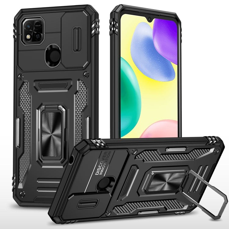 Armor PC + TPU Camera Shield Phone Case, For Xiaomi 11T, For Xiaomi Poco X4 Pro 5G, For Xiaomi Redmi 10, For Xiaomi Redmi 10C, For Xiaomi Redmi 9A, For Xiaomi Redmi Note 11 Pro, For Xiaomi Redmi 9C / 10A