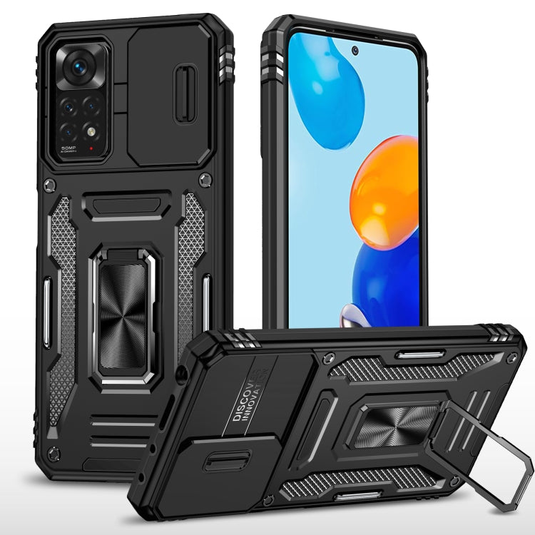 Armor PC + TPU Camera Shield Phone Case, For Xiaomi 11T, For Xiaomi Poco X4 Pro 5G, For Xiaomi Redmi 10, For Xiaomi Redmi 10C, For Xiaomi Redmi 9A, For Xiaomi Redmi Note 11 Pro, For Xiaomi Redmi 9C / 10A