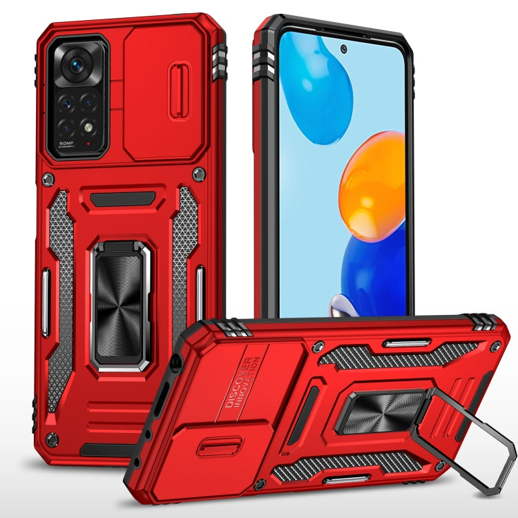Armor PC + TPU Camera Shield Phone Case, For Xiaomi 11T, For Xiaomi Poco X4 Pro 5G, For Xiaomi Redmi 10, For Xiaomi Redmi 10C, For Xiaomi Redmi 9A, For Xiaomi Redmi Note 11 Pro, For Xiaomi Redmi 9C / 10A