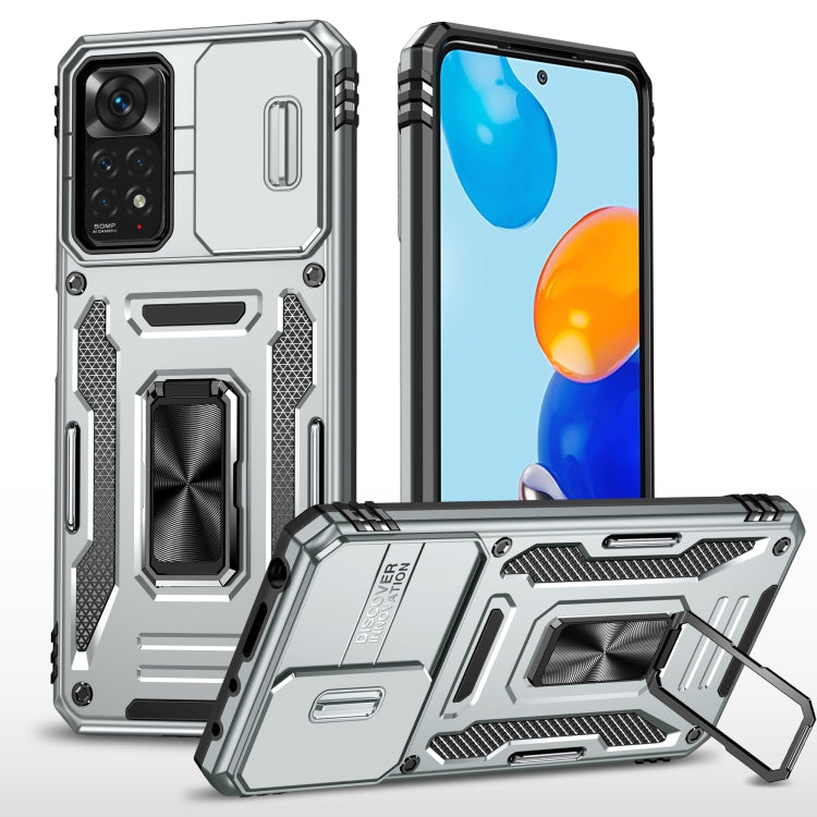 Armor PC + TPU Camera Shield Phone Case, For Xiaomi 11T, For Xiaomi Poco X4 Pro 5G, For Xiaomi Redmi 10, For Xiaomi Redmi 10C, For Xiaomi Redmi 9A, For Xiaomi Redmi Note 11 Pro, For Xiaomi Redmi 9C / 10A