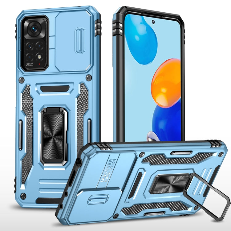 Armor PC + TPU Camera Shield Phone Case, For Xiaomi 11T, For Xiaomi Poco X4 Pro 5G, For Xiaomi Redmi 10, For Xiaomi Redmi 10C, For Xiaomi Redmi 9A, For Xiaomi Redmi Note 11 Pro, For Xiaomi Redmi 9C / 10A