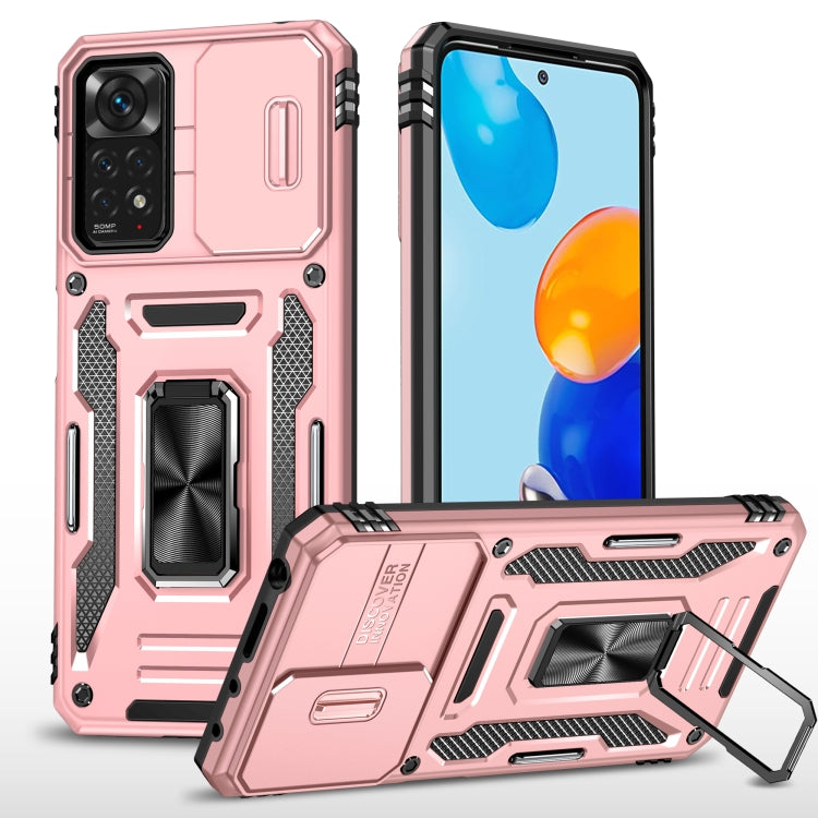Armor PC + TPU Camera Shield Phone Case, For Xiaomi 11T, For Xiaomi Poco X4 Pro 5G, For Xiaomi Redmi 10, For Xiaomi Redmi 10C, For Xiaomi Redmi 9A, For Xiaomi Redmi Note 11 Pro, For Xiaomi Redmi 9C / 10A