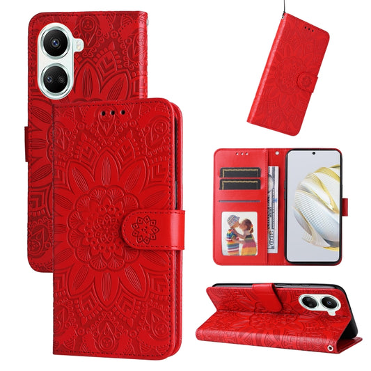 Embossed Sunflower Leather Phone Case, For Huawei nova 10 SE, For Huawei nova 10, For Huawei nova 10 Pro, For OPPO A58 5G