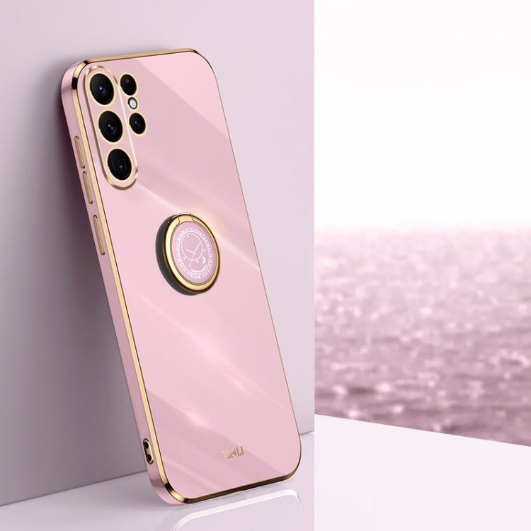 XINLI Straight Edge 6D Electroplate TPU Phone Case with Ring Holder, For Samsung Galaxy S23 5G, For Samsung Galaxy S23+ 5G, For Samsung Galaxy S23 Ultra 5G, For Samsung Galaxy S22 Ultra 5G, For Samsung Galaxy Note20, For Samsung Galaxy Note20 Ultra