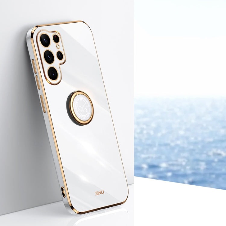 XINLI Straight Edge 6D Electroplate TPU Phone Case with Ring Holder, For Samsung Galaxy S23 5G, For Samsung Galaxy S23+ 5G, For Samsung Galaxy S23 Ultra 5G, For Samsung Galaxy S22 Ultra 5G, For Samsung Galaxy Note20, For Samsung Galaxy Note20 Ultra
