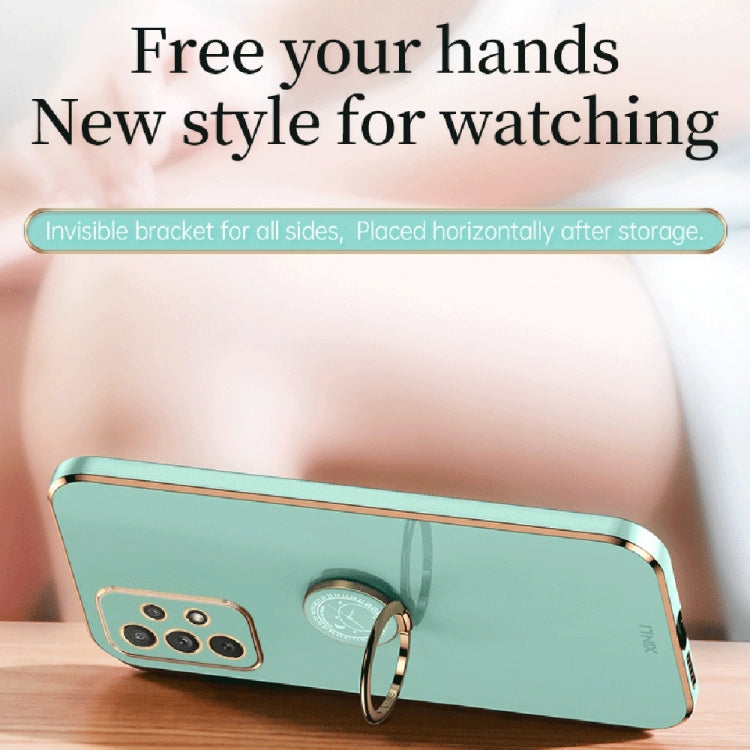 XINLI Straight Edge 6D Electroplate TPU Phone Case with Ring Holder, For Samsung Galaxy A73 5G, For Samsung Galaxy A53 5G, For Samsung Galaxy A33 5G, For Samsung Galaxy A32 5G, For Samsung Galaxy A23 5G, For Samsung Galaxy A14 5G                       ...