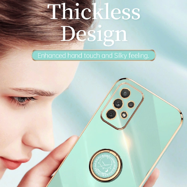 XINLI Straight Edge 6D Electroplate TPU Phone Case with Ring Holder, For Samsung Galaxy A73 5G, For Samsung Galaxy A53 5G, For Samsung Galaxy A33 5G, For Samsung Galaxy A32 5G, For Samsung Galaxy A23 5G, For Samsung Galaxy A14 5G                       ...