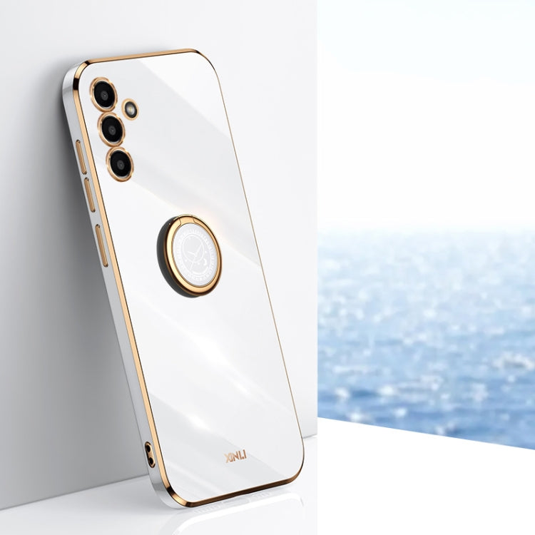 XINLI Straight Edge 6D Electroplate TPU Phone Case with Ring Holder, For Samsung Galaxy A13 5G, For Samsung Galaxy A04 4G, For Samsung Galaxy A03, For Samsung Galaxy A03s, For Samsung Galaxy A50
