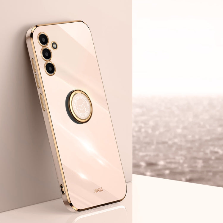 XINLI Straight Edge 6D Electroplate TPU Phone Case with Ring Holder, For Samsung Galaxy A13 5G, For Samsung Galaxy A04 4G, For Samsung Galaxy A03, For Samsung Galaxy A03s, For Samsung Galaxy A50