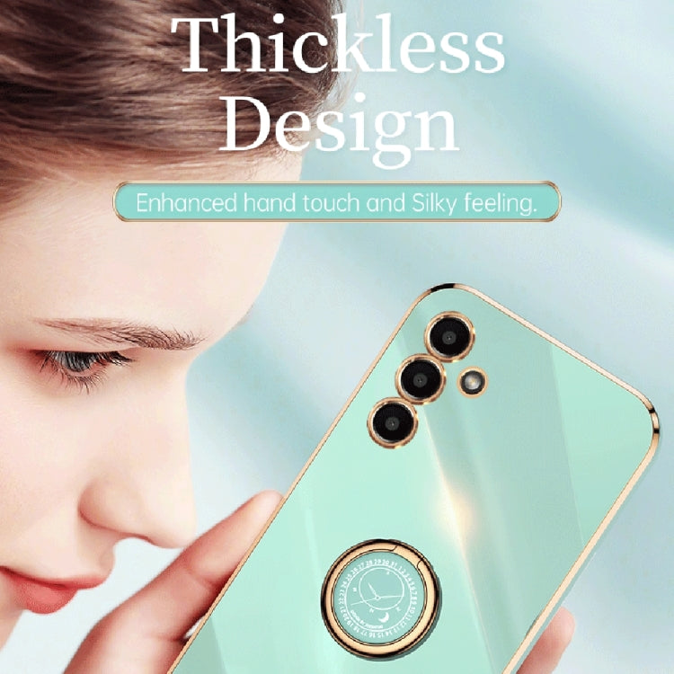 XINLI Straight Edge 6D Electroplate TPU Phone Case with Ring Holder, For Samsung Galaxy A13 5G, For Samsung Galaxy A04 4G, For Samsung Galaxy A03, For Samsung Galaxy A03s, For Samsung Galaxy A50