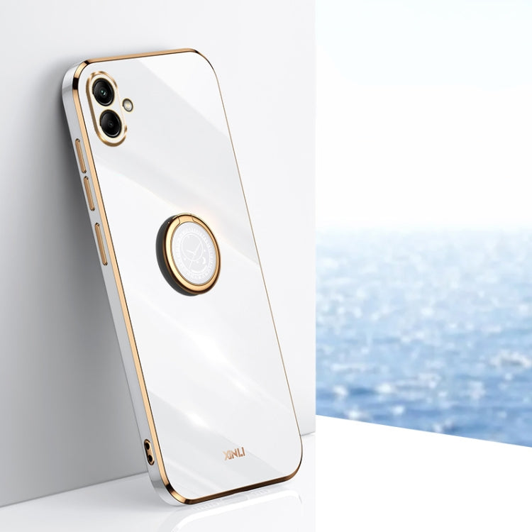 XINLI Straight Edge 6D Electroplate TPU Phone Case with Ring Holder, For Samsung Galaxy A13 5G, For Samsung Galaxy A04 4G, For Samsung Galaxy A03, For Samsung Galaxy A03s, For Samsung Galaxy A50