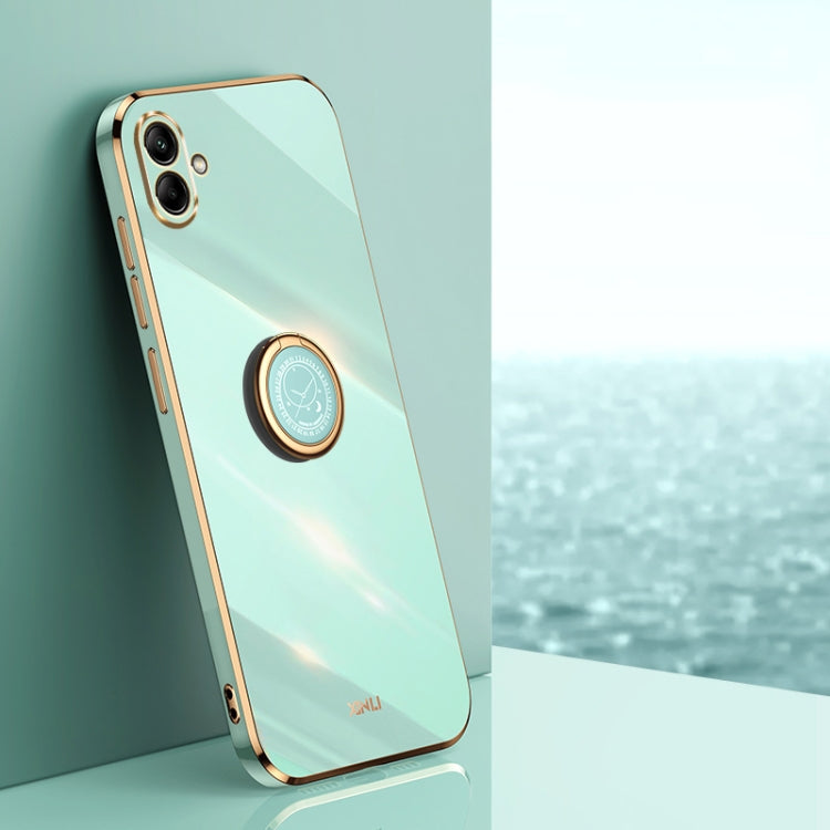 XINLI Straight Edge 6D Electroplate TPU Phone Case with Ring Holder, For Samsung Galaxy A13 5G, For Samsung Galaxy A04 4G, For Samsung Galaxy A03, For Samsung Galaxy A03s, For Samsung Galaxy A50