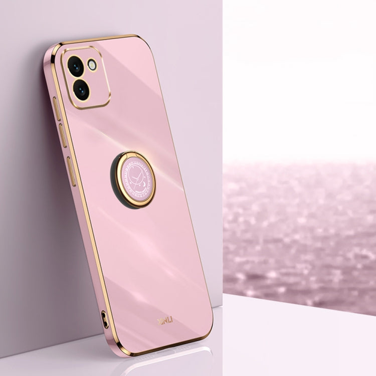 XINLI Straight Edge 6D Electroplate TPU Phone Case with Ring Holder, For Samsung Galaxy A13 5G, For Samsung Galaxy A04 4G, For Samsung Galaxy A03, For Samsung Galaxy A03s, For Samsung Galaxy A50